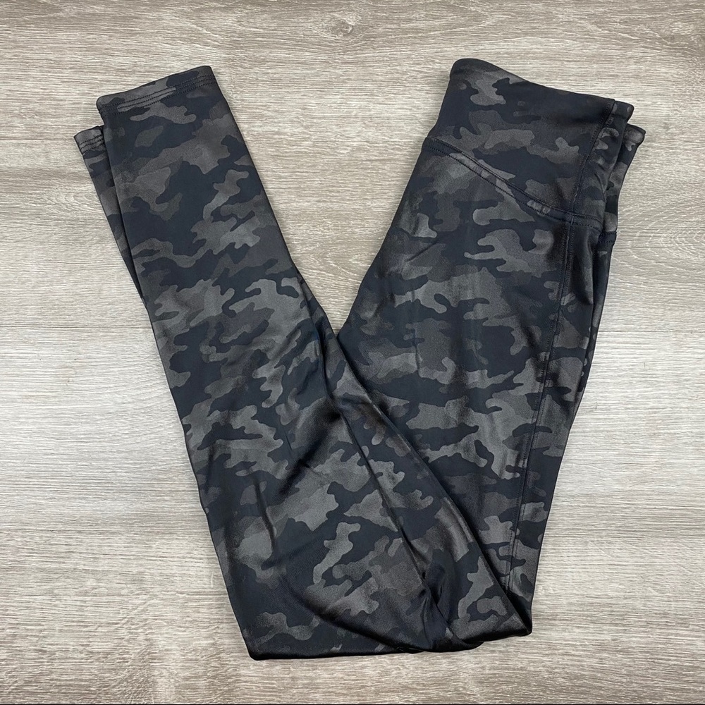 SPANX Faux Leather Moto Leggings Matte Black Camo